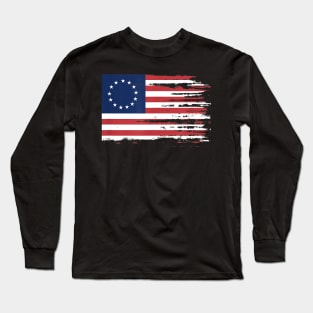 4th of July Patriotic Betsy Ross battle flag 13 colonies Long Sleeve T-Shirt